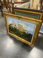 Signed Di Franco Acropolis Oil Painting in Gilt Frame, Mid-20th Century