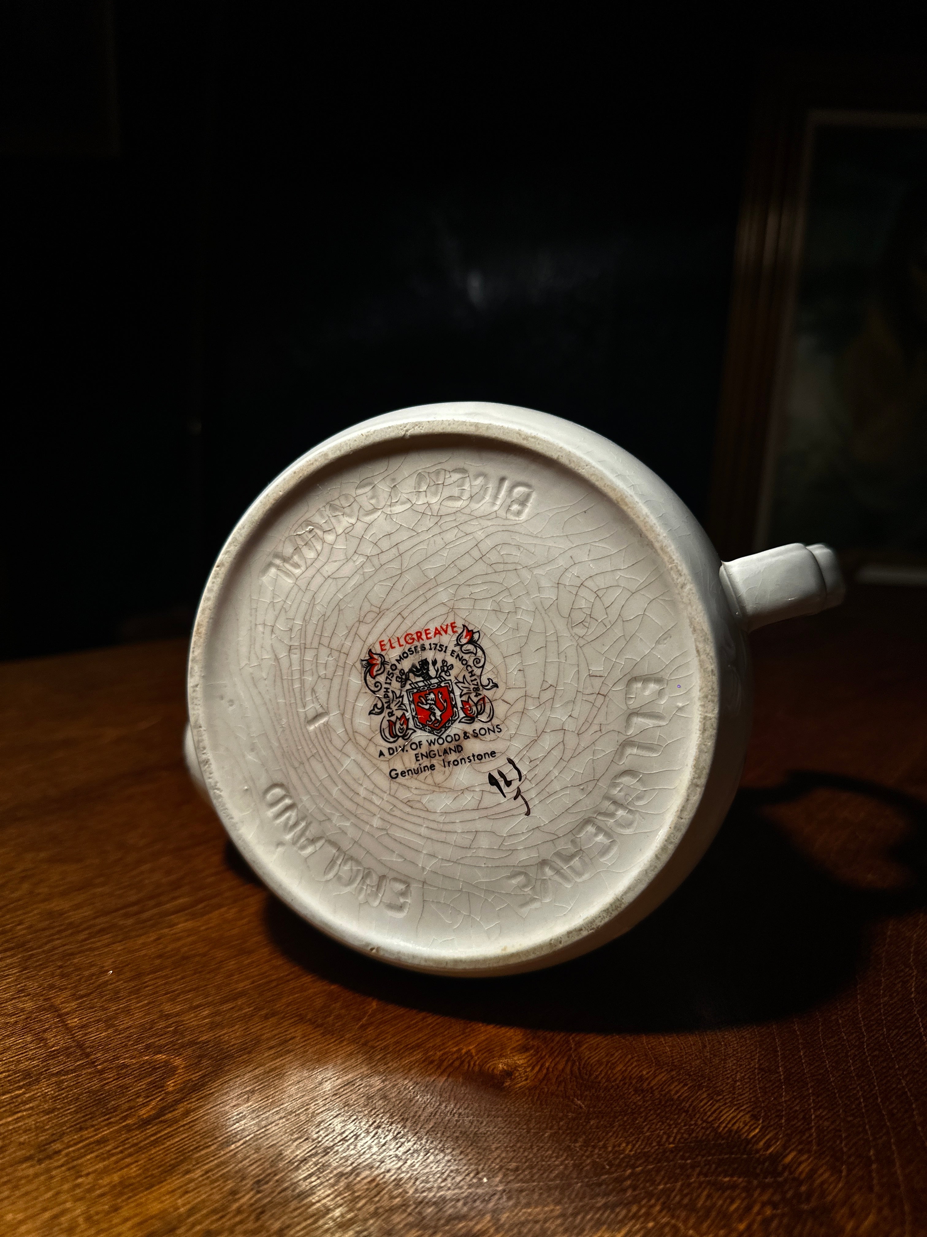 Vintage English Ironstone Teapot by Ellgreave | Forget-Me-Not Floral, 1940s–50s