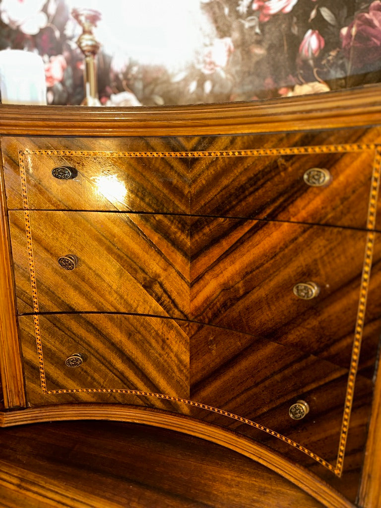 1930s Art Deco Waterfall Sideboard by Johnson Furniture Co. | Walnut Sunburst Buffet
