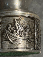 Vintage Norsk Tinn Pewter Hardanger Bridal Candle Holder, c. 1950–1975