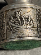 Vintage Norsk Tinn Pewter Hardanger Bridal Candle Holder, c. 1950–1975