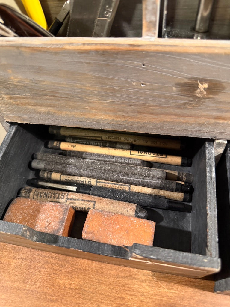 Vintage Mid-Century Gentleman's Desktop Organizer with Ephemera Collection (Reno Casino Antiques, Art - Architectural tools and Collectibles)