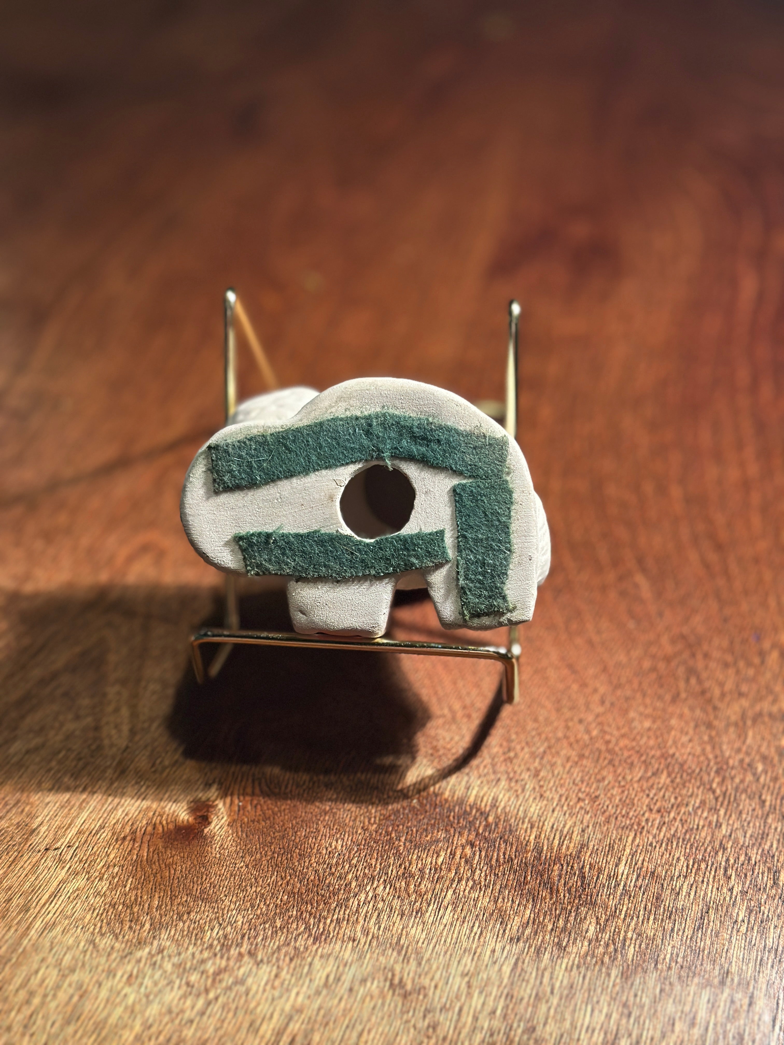 Vintage Teddy Bear Figurine with Basket Candle Holder, Mid-20th Century Nursery Decor