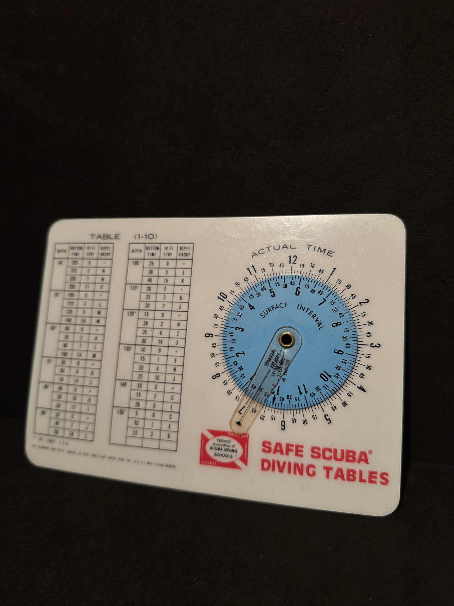 1979 NASDS Safe Scuba Diving Tables Calculator Card