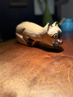 Hand-Carved Wooden Cat Folk Art Figure, c. 1920–1950