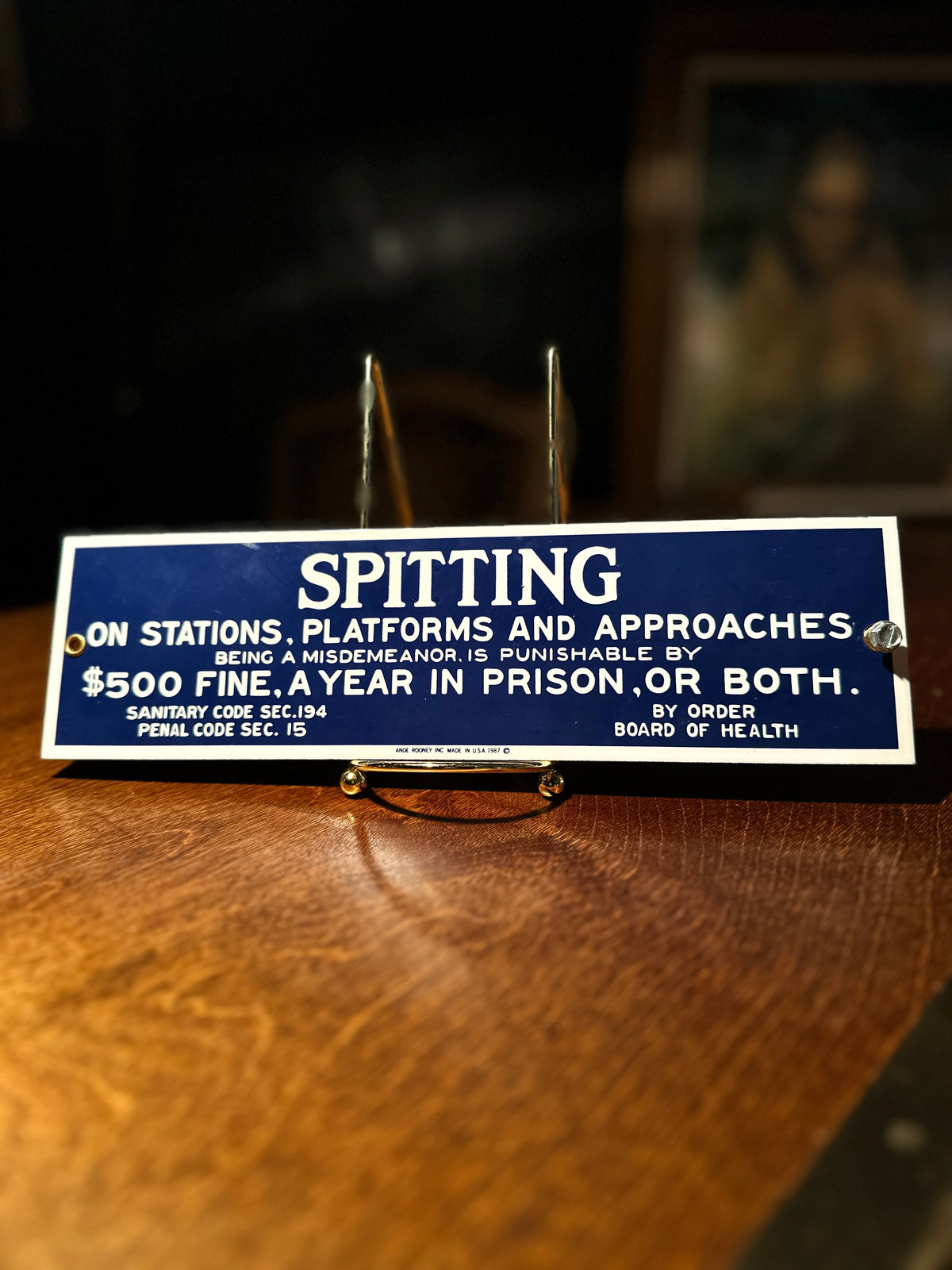 Vintage “No Spitting” Metal Sign by Ande Rooney Inc. | 1987 Public Health Warning