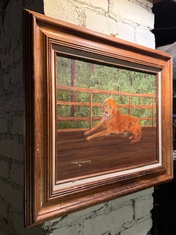 Golden Retriever at Rest, Oil On Canvas by Terry Daugherty, 1992