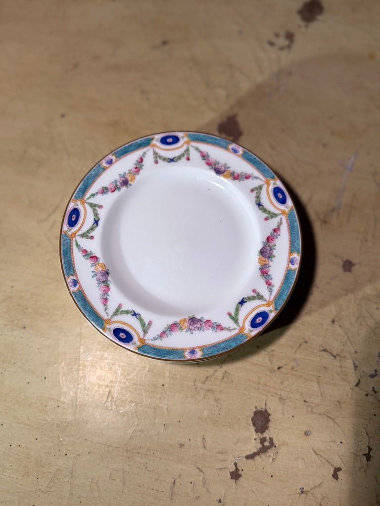 Royal Worcester Floral & Turquoise Cabinet Plates, Set of 8 (c. 1912–1925)
