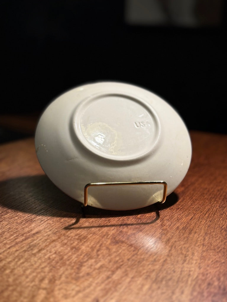 Mid-Century American Black Transferware Plate & Saucer Set | 1940s–50s USA Ironstone (3 Piece)