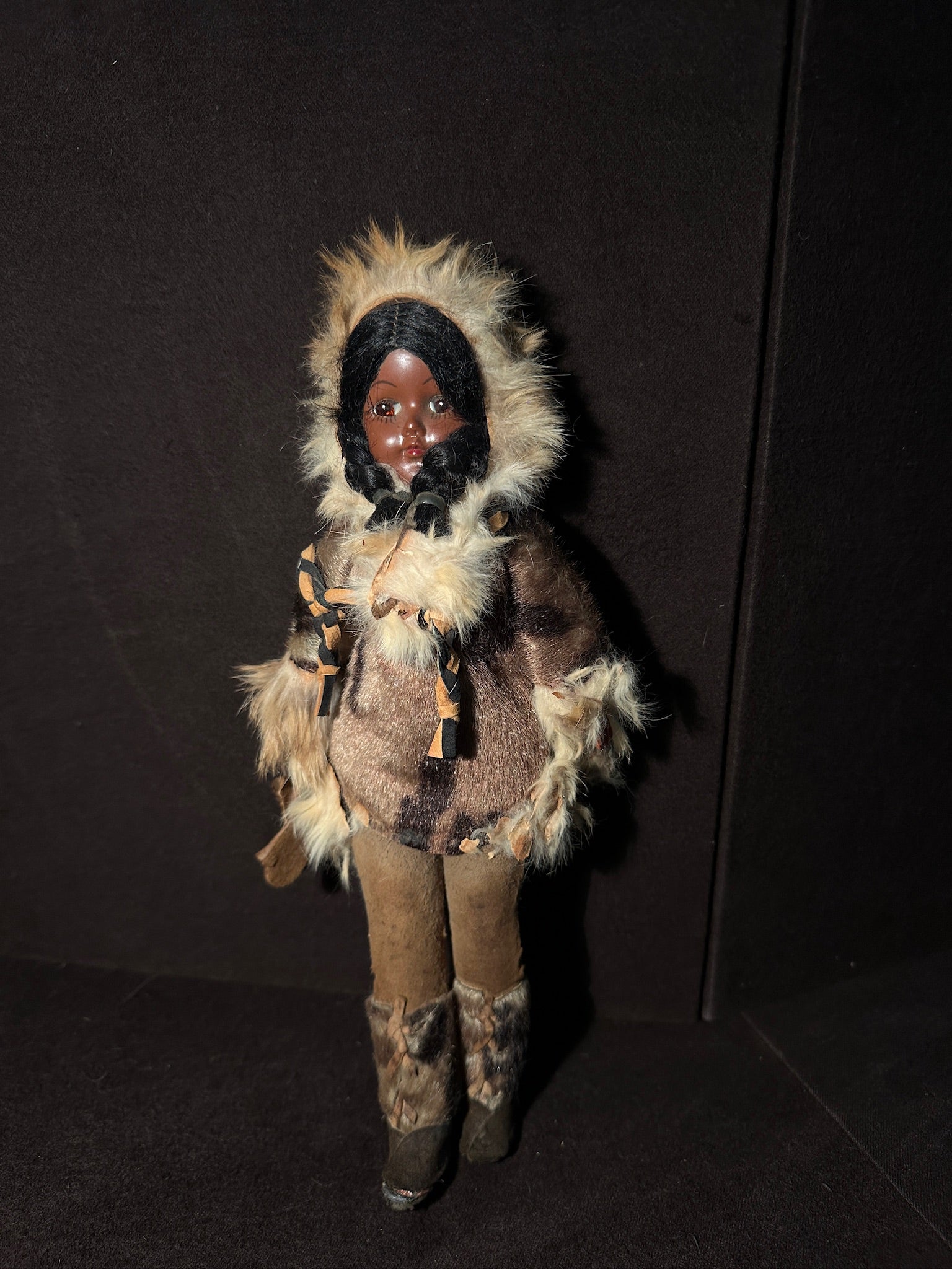 1940s Style Arctic Inuit-Style Fur Doll with Sleep Eyes
