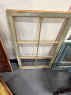 Salvaged Six-Light Wood Window Sash, Weathered Sage Green Paint, American, c. 1900–1940