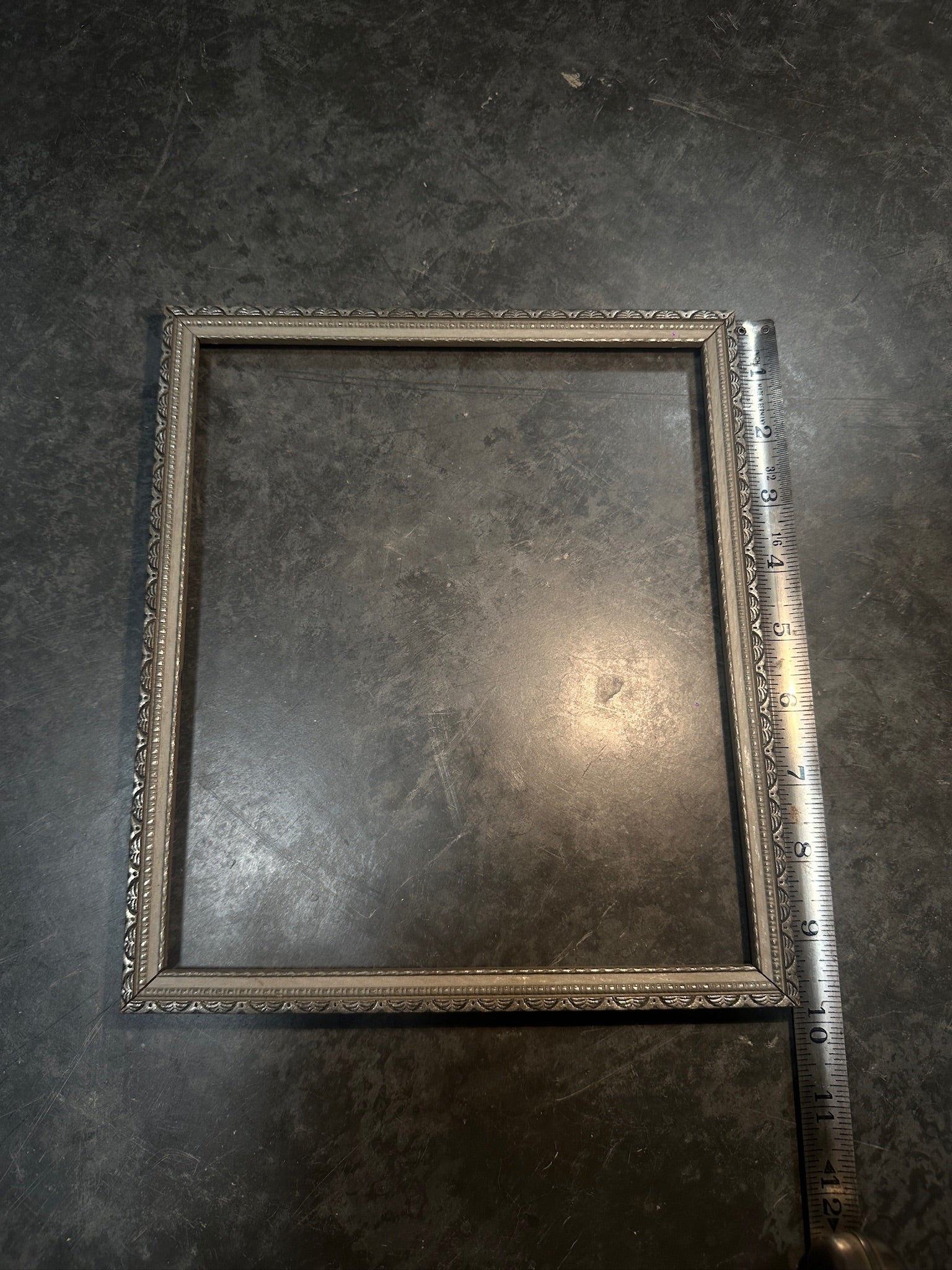 Mid Century Picture Frame, c. 1930s–1950s Ornate Silver Vintage Frame