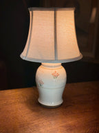 Vintage Hand-Painted Ceramic Floral Table Lamp (c. 1940s–1950s)