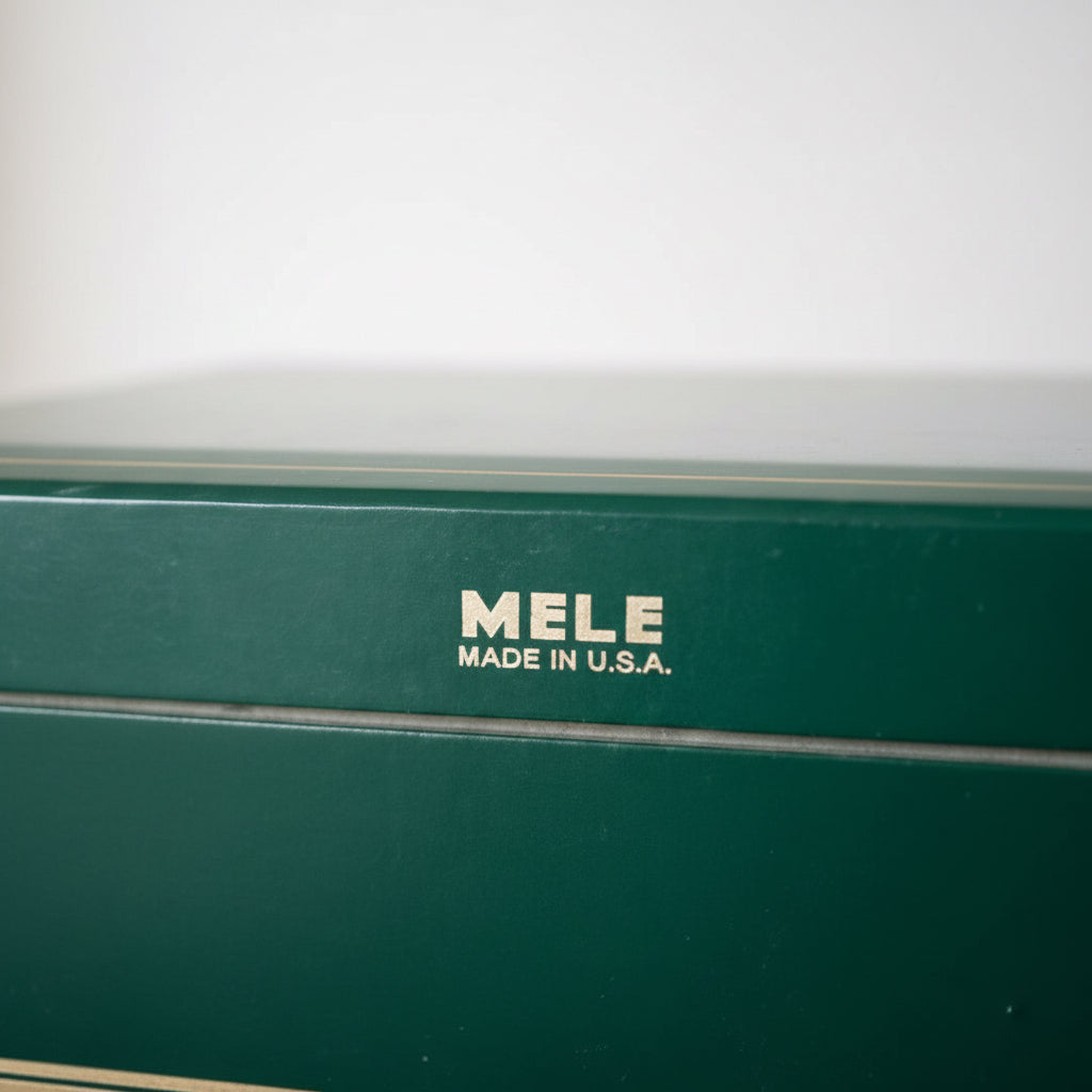 Vintage Mele Jewelry Box, Emerald Green with Ivory Interior, c. 1950–1970
