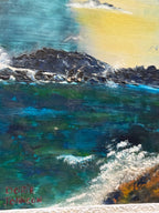 Vintage Dorie Johnson Seascape Oil on Canvas, Framed, c. 1970–1990