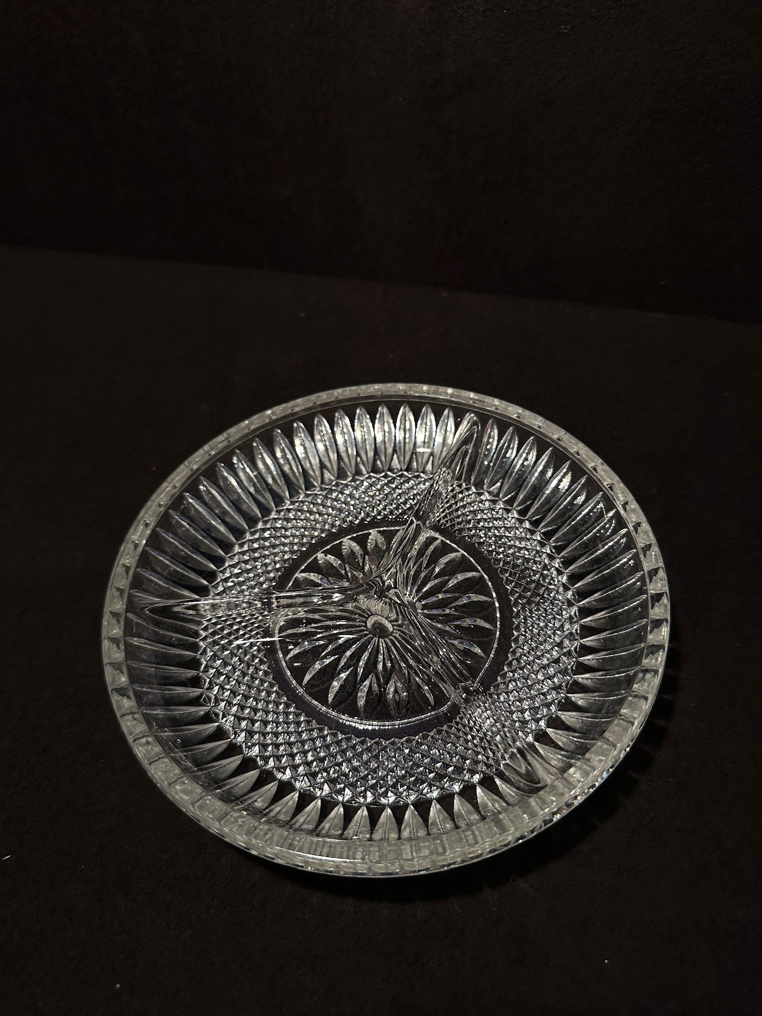 Pressed Glass Three-Part Relish Dish, c. 1960s