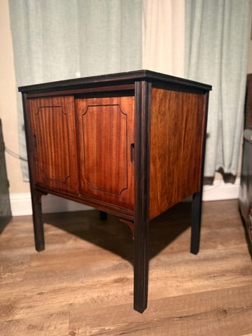 Early 20th-Century Sliding Door Cabinet (c. 1920s–1930s) | Black & Walnut Wood Cabinet | Hinchman Collective