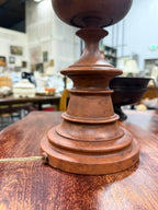 Vintage Turned Baluster Table Lamp with Mica Shade, c. 1950–1980