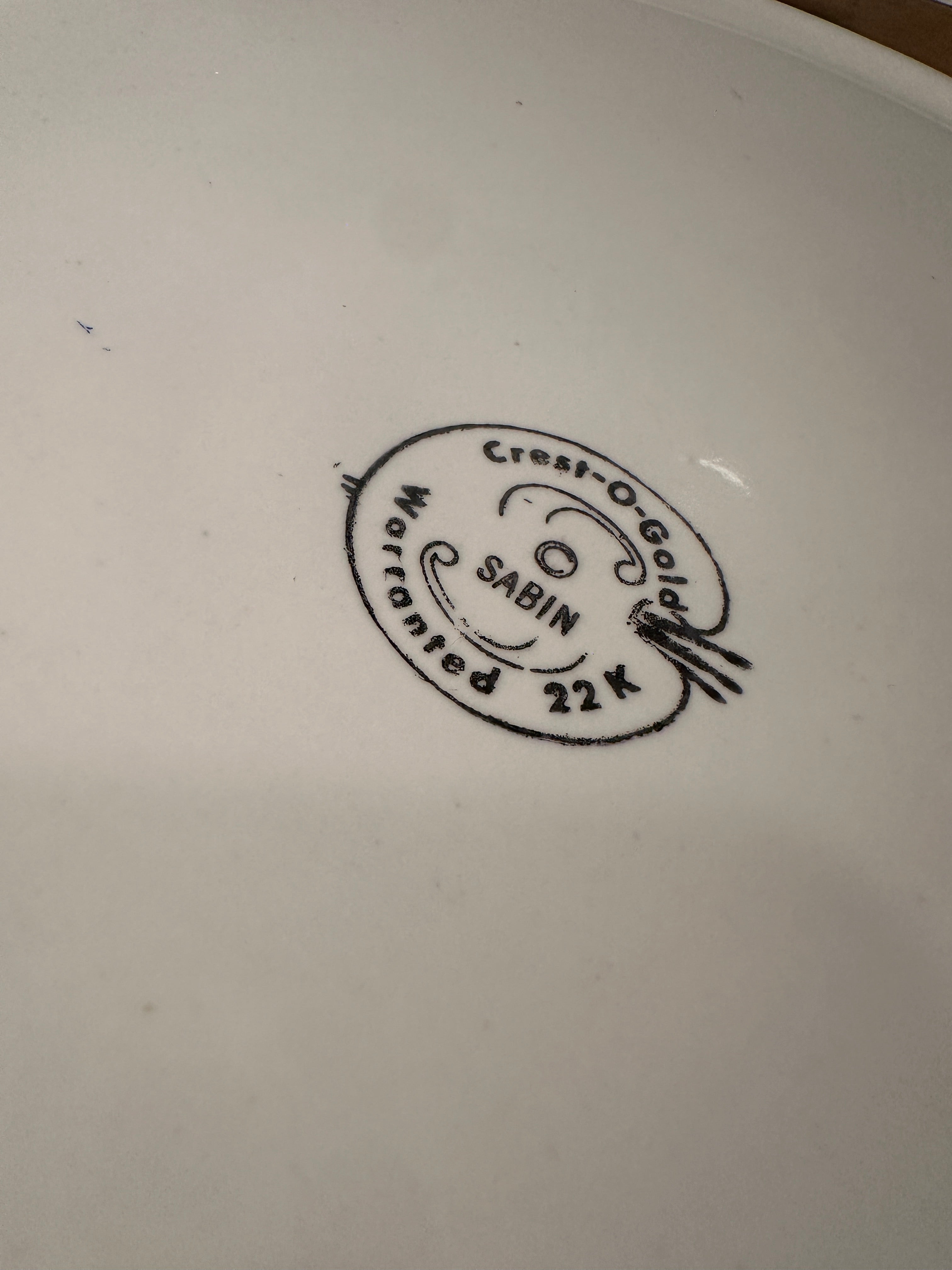 Sabin Crest-O-Gold 22K Porcelain Handled Tray & Bowl Set, c. 1940s–1960s