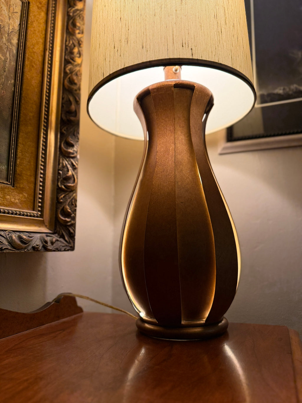 Vintage Sculptural Backlit Table Lamp Mid Century Modern c 1960s
