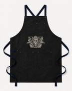 The Morris Apron, Heavy-Duty Washed Denim with Embroidered Botanical Monogram