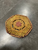Vintage Handwoven Straw & Raffia Floral Trivet, c. 1960s–1970s