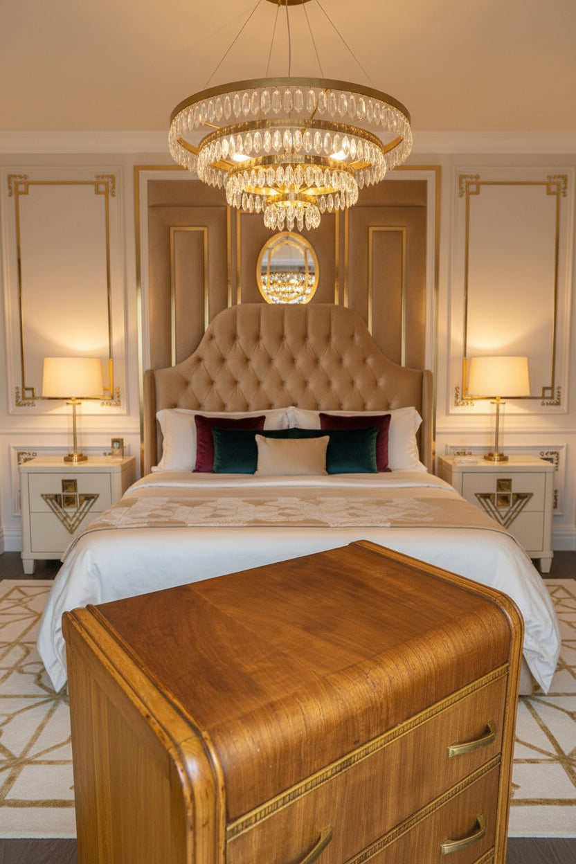 Art Deco Chest of Drawers c. 1938–1942 | Streamline Moderne Vintage Wood Dresser