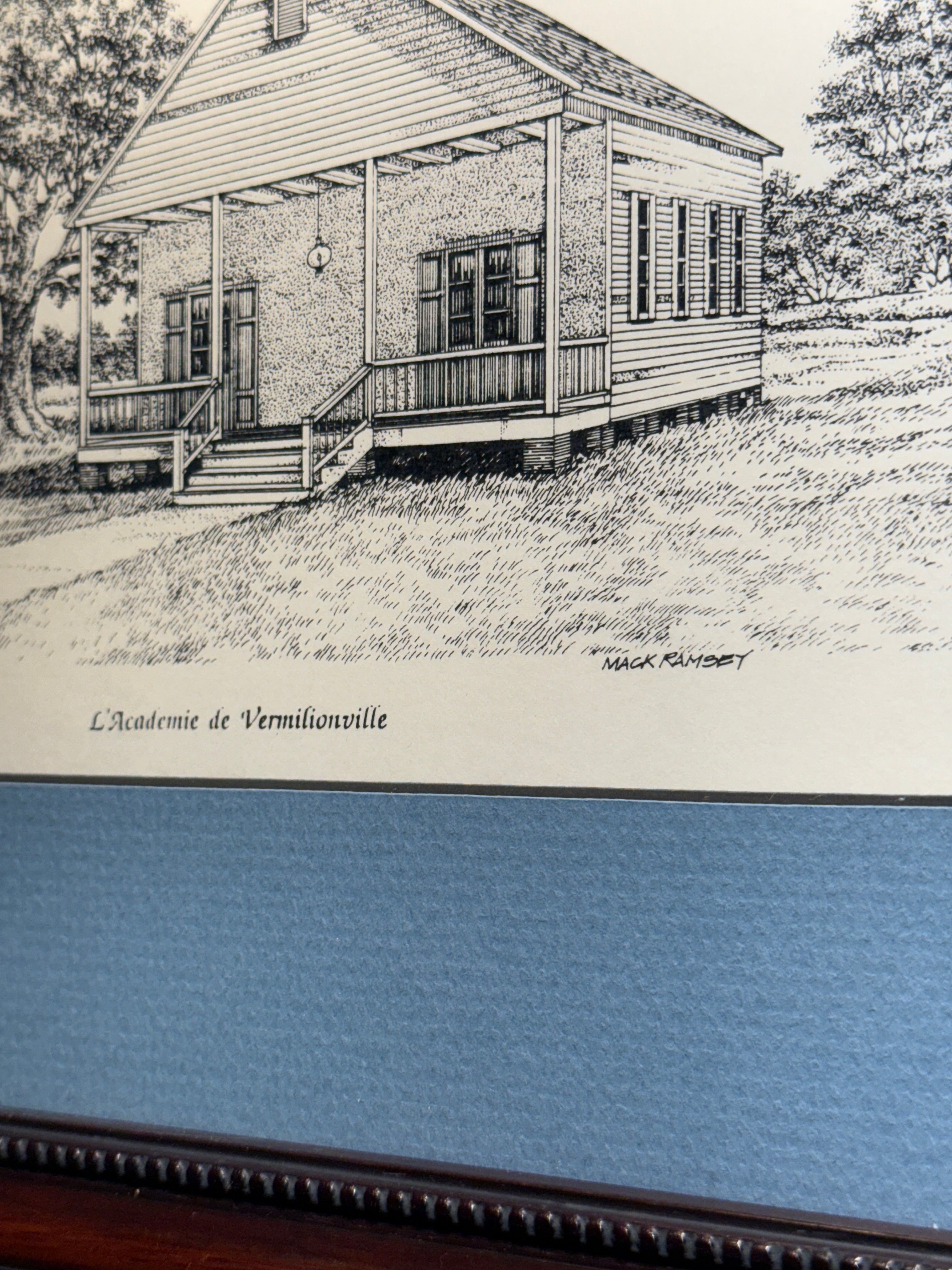 Floyd Sonnier Pen and Ink Drawing – L’Académie de Vermilionville | Louisiana Architectural Art