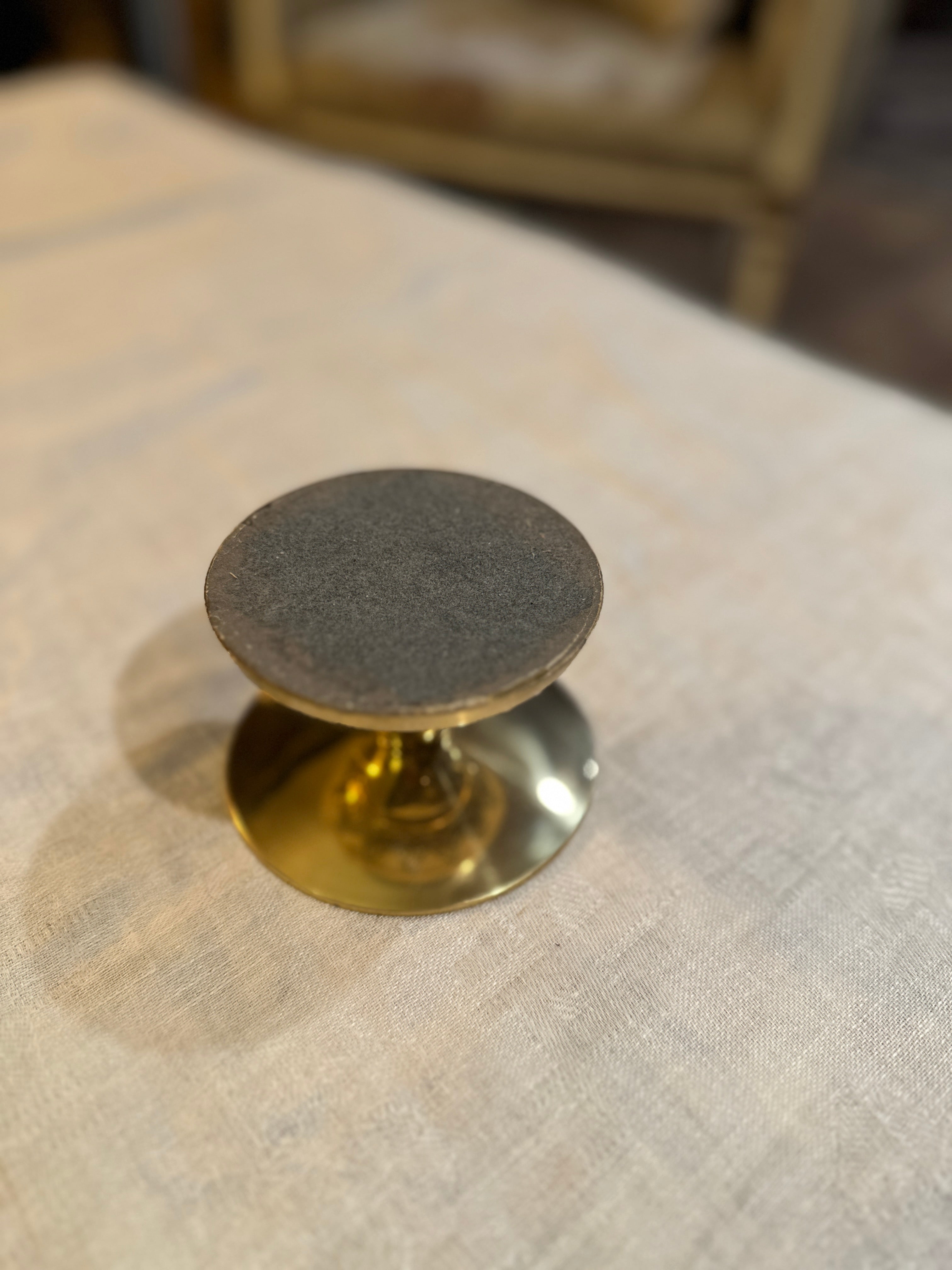 Vintage Brass Pedestal Candle Holder with Acanthus Base, c. 1970s