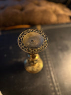 Vintage Pierced Brass Pillar Candle Holder