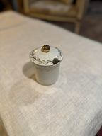 Vintage Golden Laurel Porcelain Covered Jam Jar, Hand-Painted 22K Gold, c. 1960s–1980s