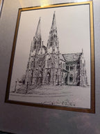 Gothic Cathedral — Original Architectural Etching by R. Holton (1981)