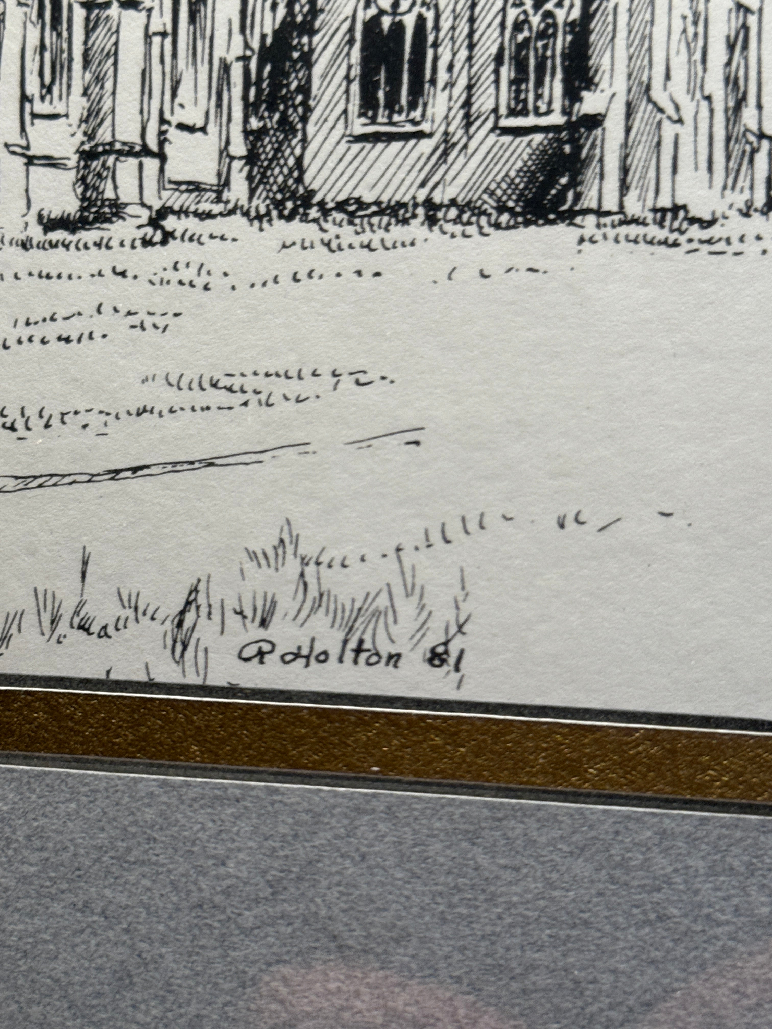 Gothic Cathedral — Original Architectural Etching by R. Holton (1981)