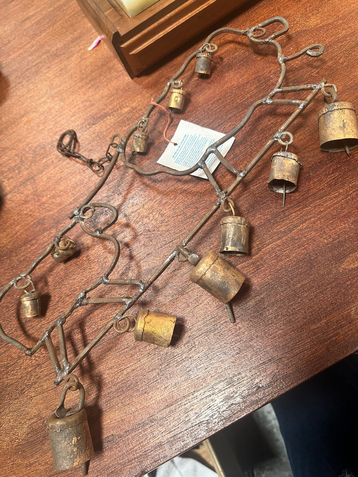 Vintage Handcrafted Indian Folk-Art Bell Hanging in Reclaimed Iron