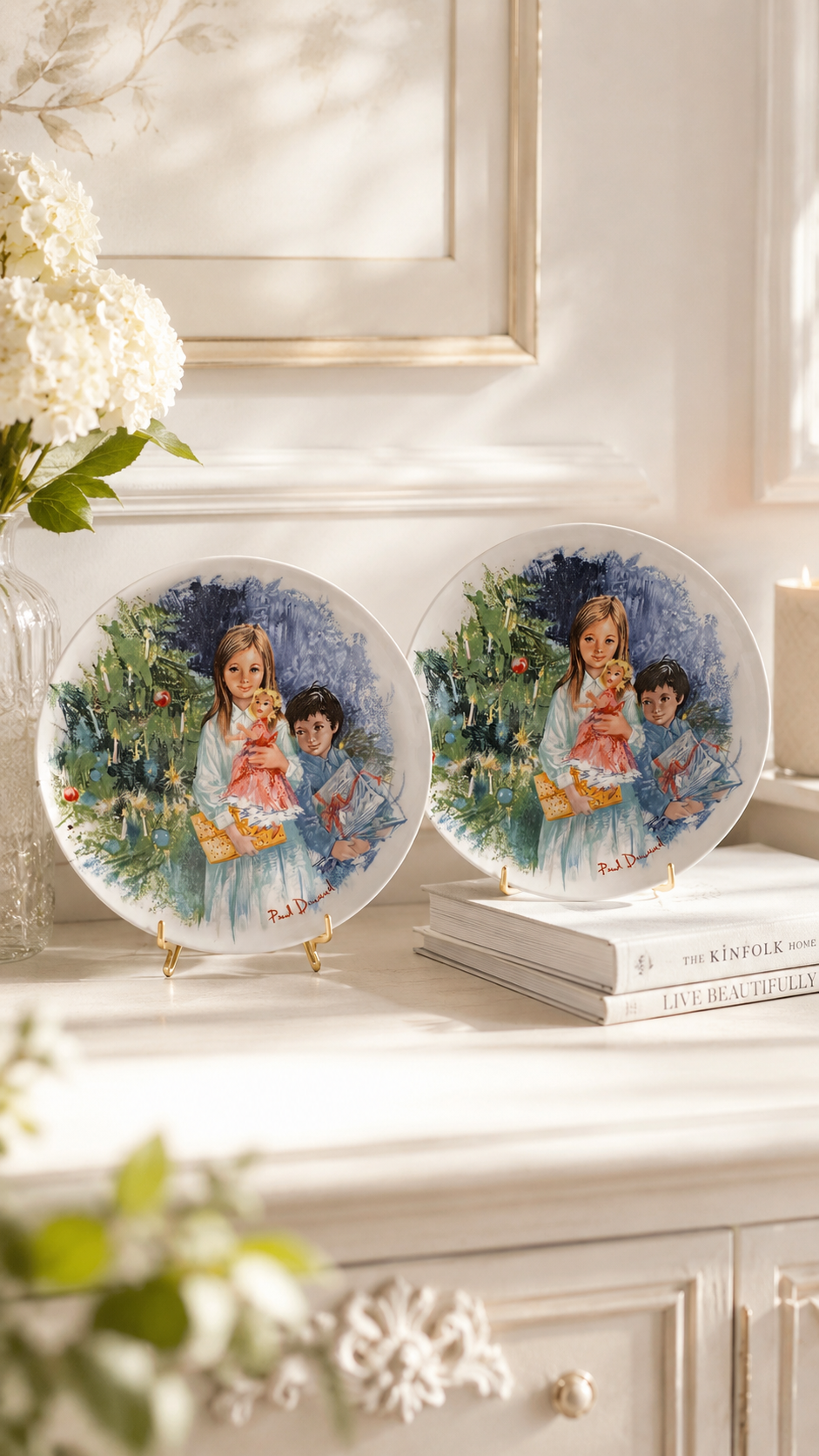 Pair of Vintage Limoges-Turgot “Cécile et Raoul” Porcelain Collector Plates by Paul Durand, c. 1980