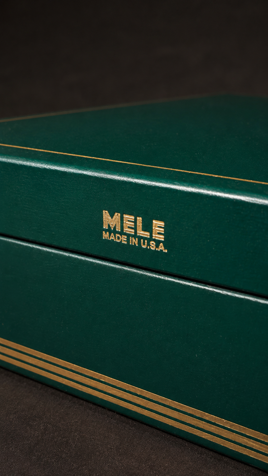 Vintage Mele Emerald Green Jewelry Box with Gold Trim, c. 1960s–1970s