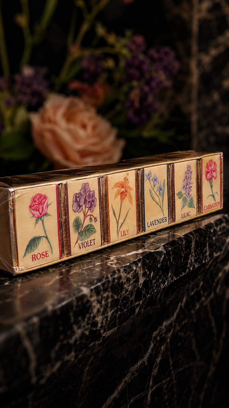 Vintage English Floral Bath Cube Set, Sealed Apothecary Bathroom Decor, Circa 1980s
