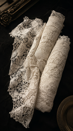 Vintage Ivory Cotton Lace Remnant Bundle with 31” x 21” Panel