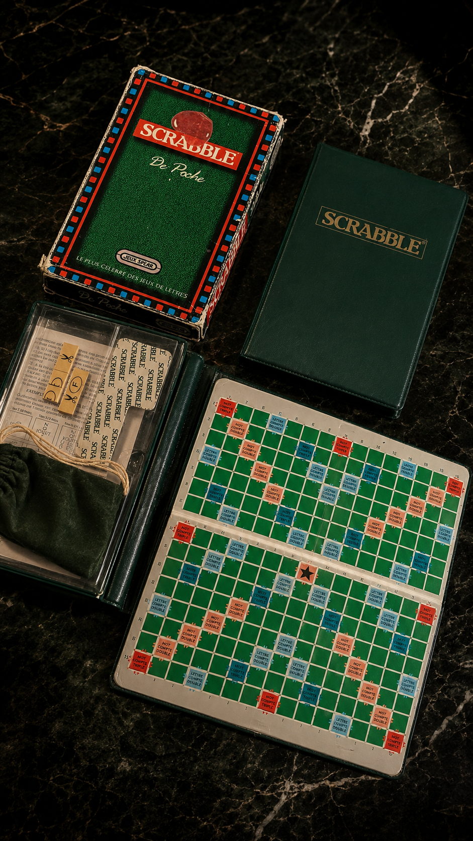 Vintage French Scrabble de Poche Magnetic Travel Game by Jeux Spear