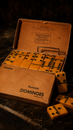 Vintage Puremco Marblelike Dominoes Set in Butterscotch Case