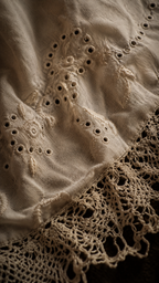 Antique Whitework Embroidered Linen Doily with Crochet Lace Border, Circa 1920s–1940s