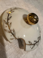 Vintage Golden Laurel Porcelain Covered Jam Jar, Hand-Painted 22K Gold, c. 1960s–1980s