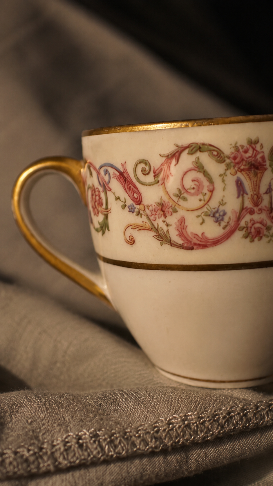 Antique Hand-Painted Porcelain Demitasse Cup by W. J. C. Dulany Co., Baltimore, c. 1900–1920s