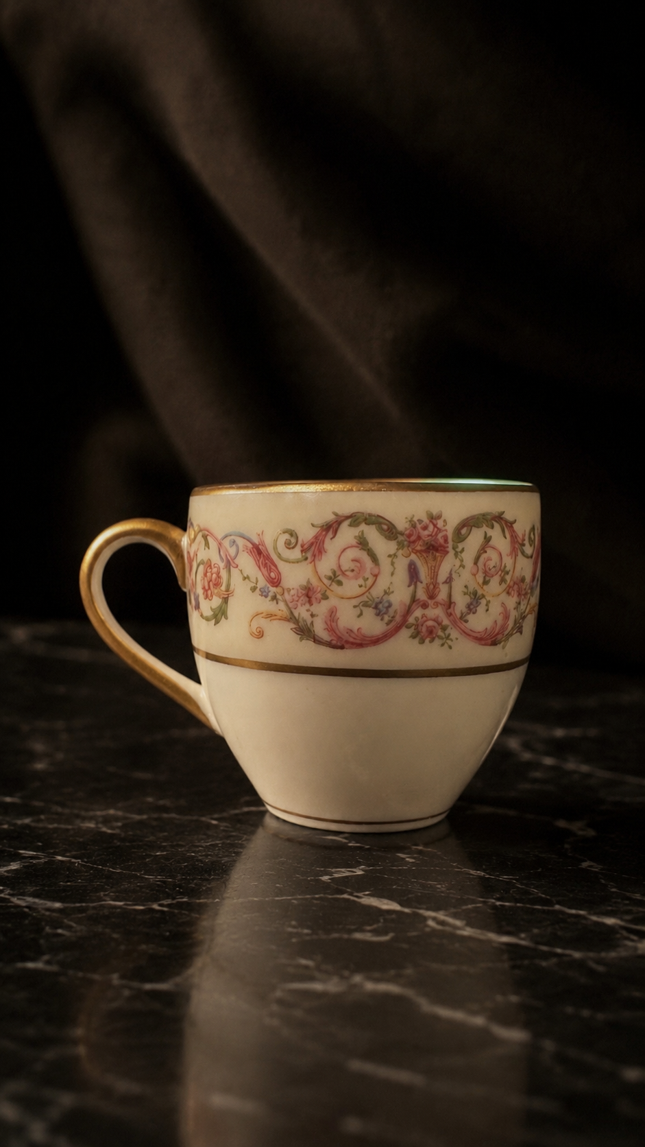 Antique Hand-Painted Porcelain Demitasse Cup by W. J. C. Dulany Co., Baltimore, c. 1900–1920s