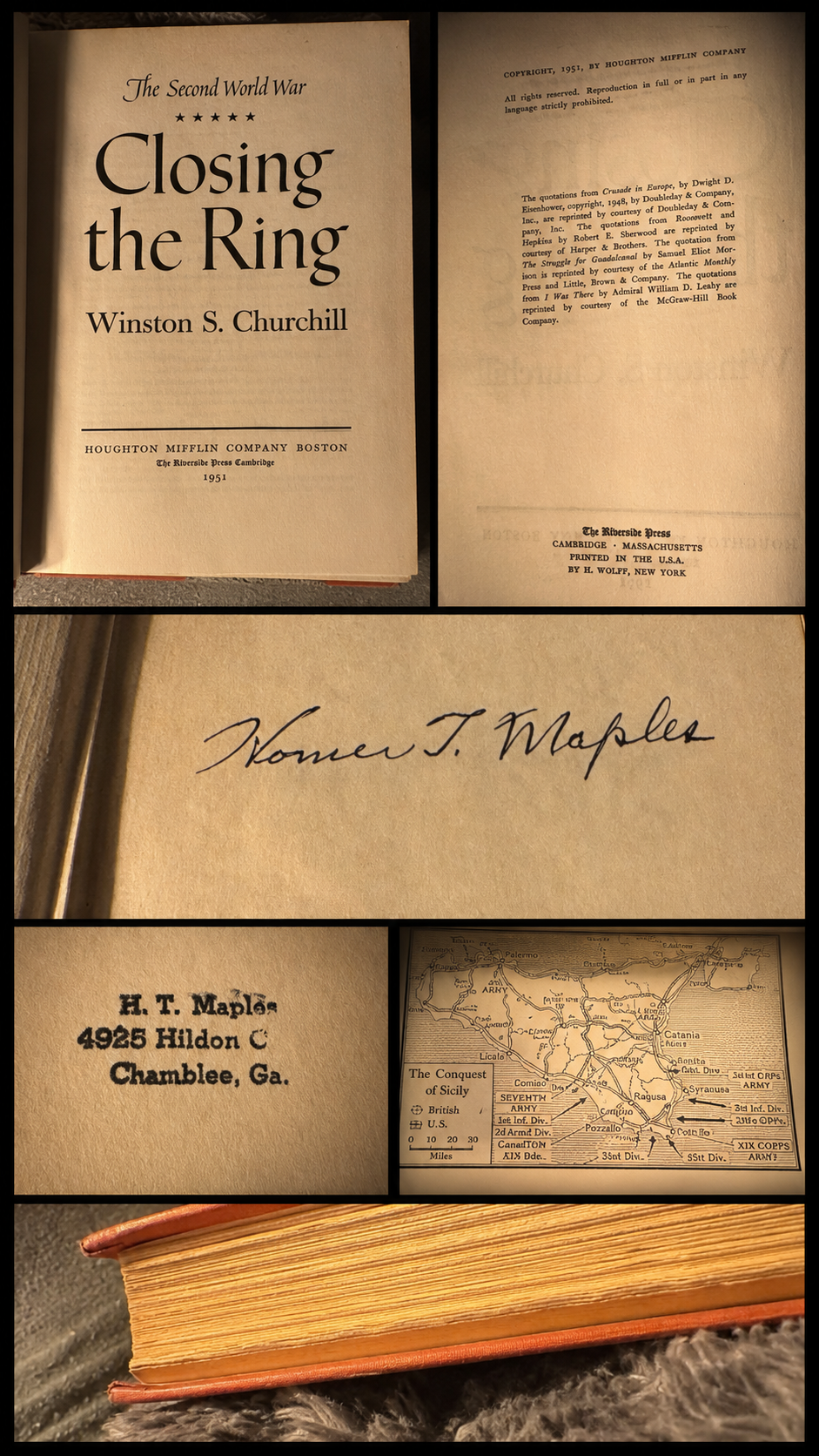 1951 Winston Churchill Closing the Ring Hardcover | The Second World War Vol. V | Book Club Edition