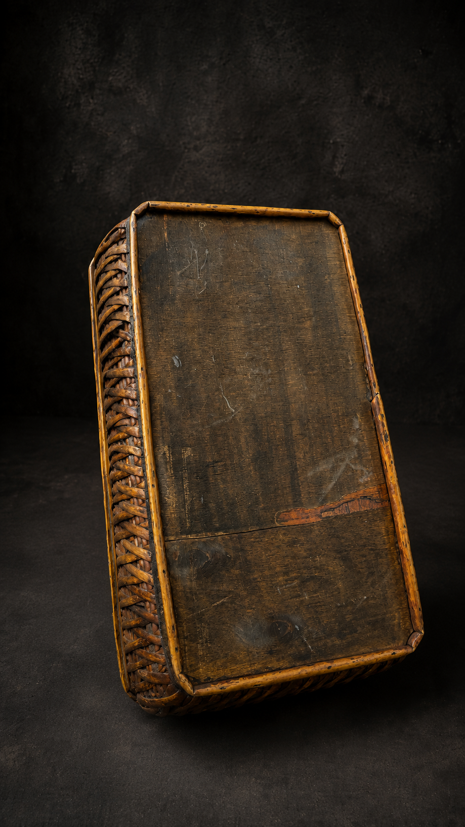 Vintage Woven Rattan Display Basket, c. 1950s | Rectangular Vanity Tray