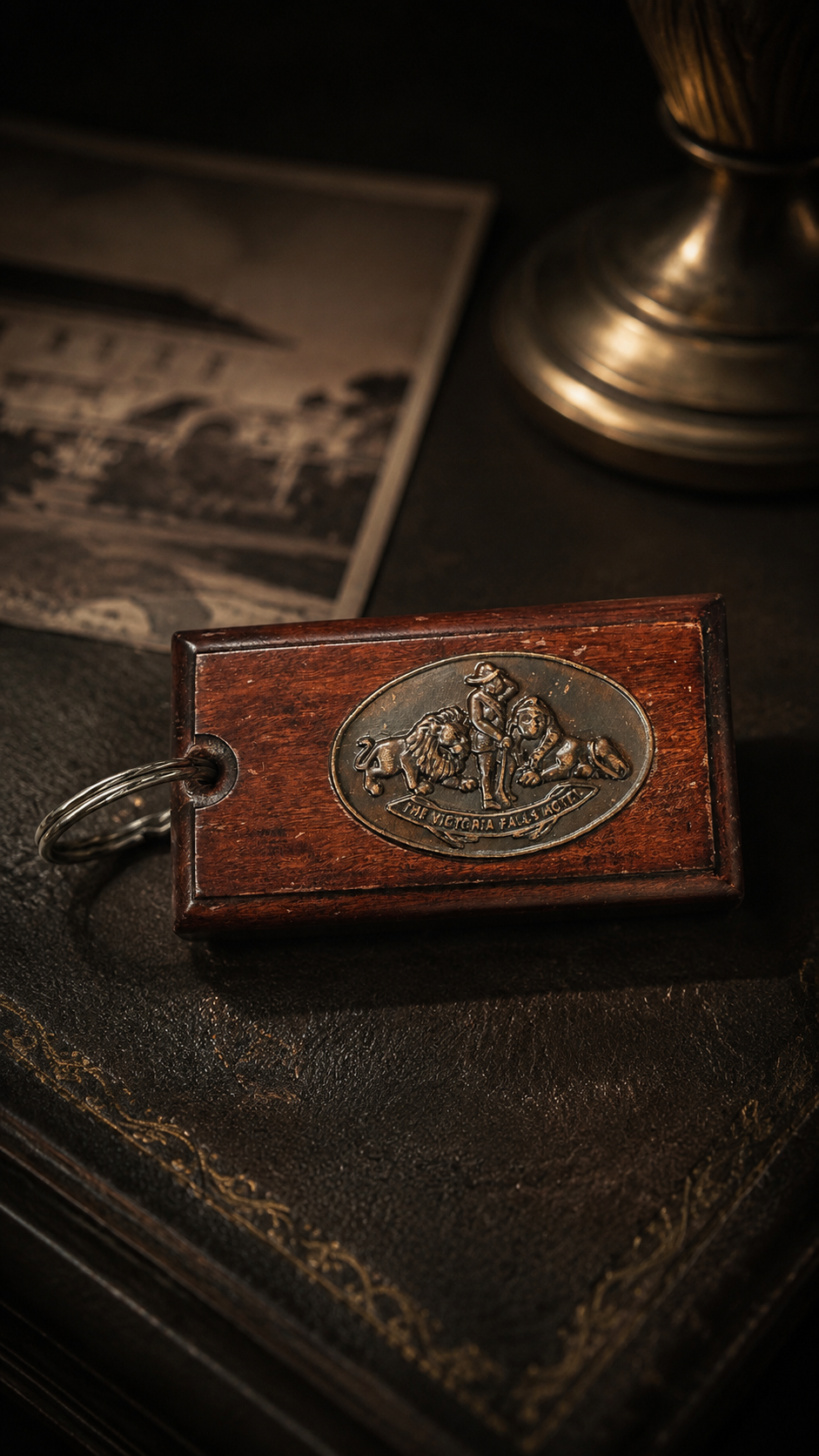 Victoria Falls Hotel Wooden Key Fob, c. 1950s | Mid-Century Hotel Memorabilia