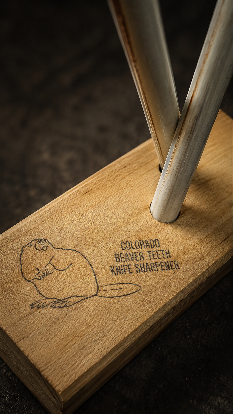 Colorado Beaver Teeth Knife Sharpener, c. Late 1960s | Ceramic Rod Sharpener with Original Box
