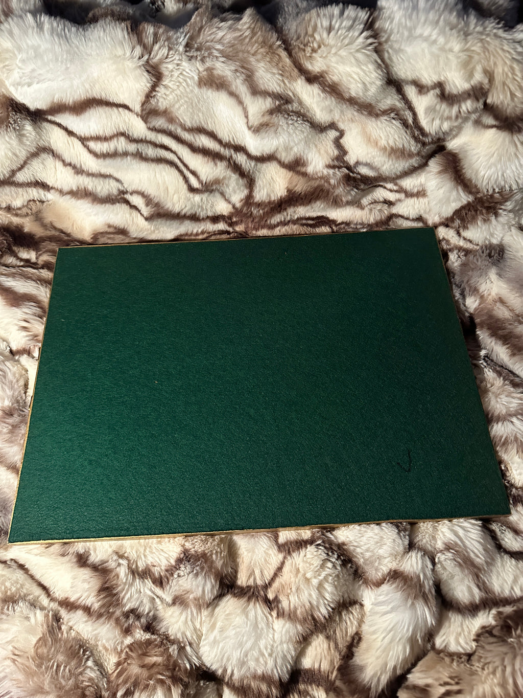 Large Vintage English Fox Hunt Serving Tray with Brass Handles & Green Felt Backing