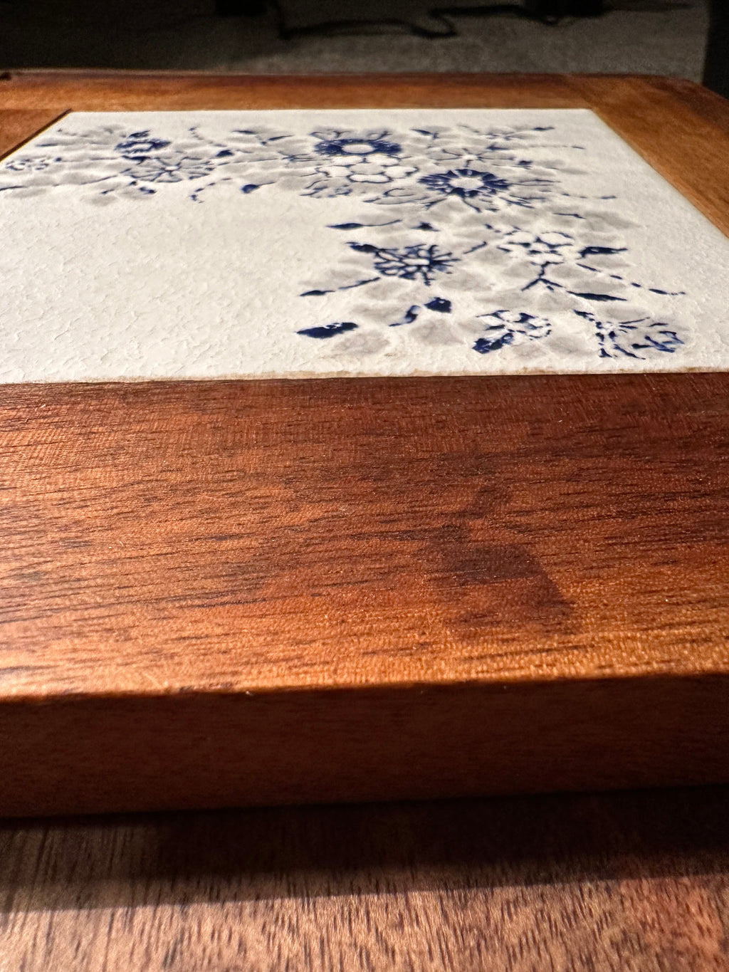 1955 Sonoma County Youth Camp Blue & White Tile Trivet